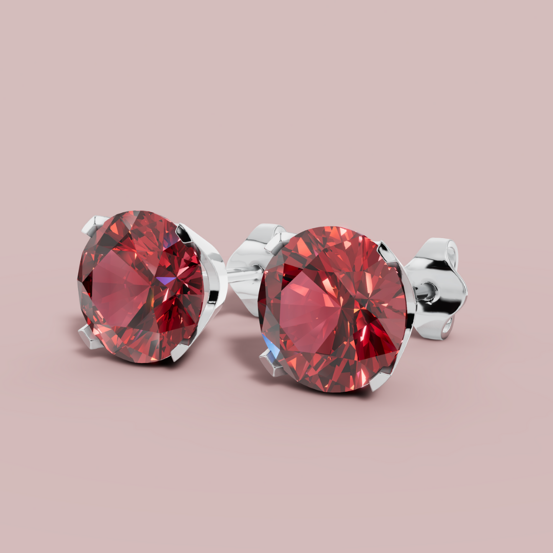 Classic Red Round 925 Pure Silver Stud Earrings My Store