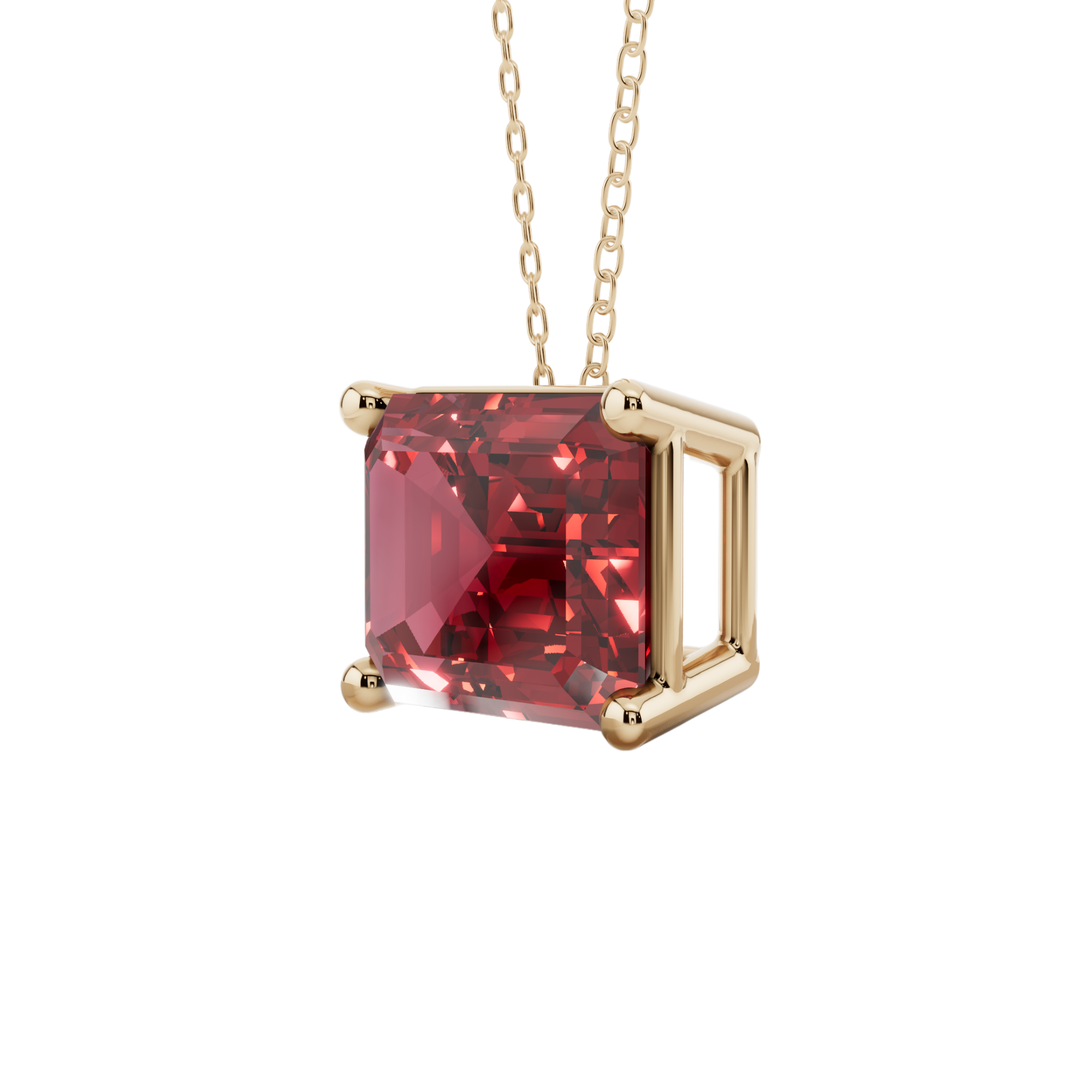 Red Emerald Solitaire 925 Silver Necklace | Velmé