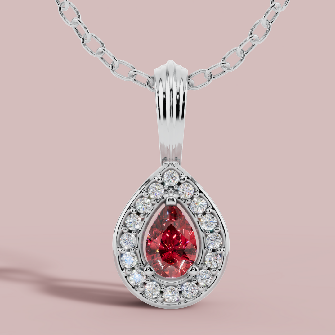Delphi Red Pear 925 Pure Silver Necklace My Store