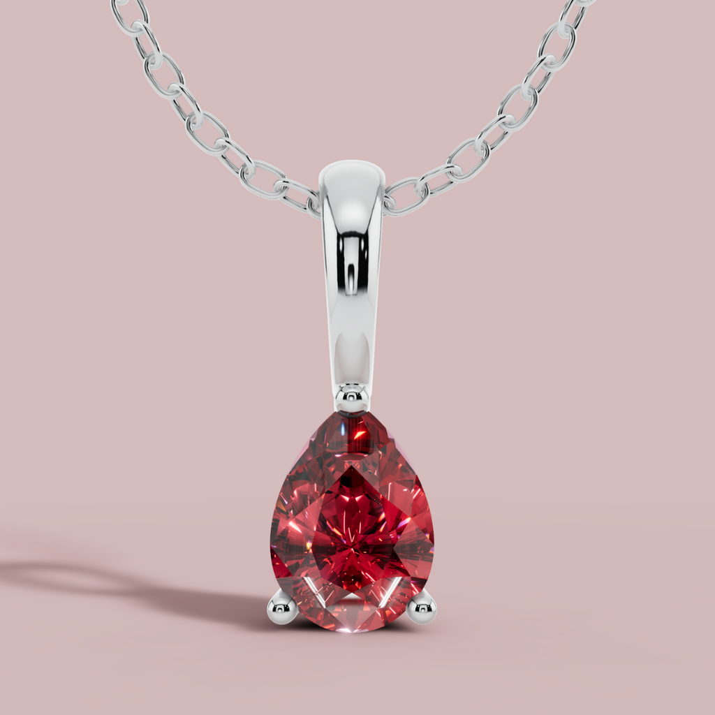Red Teardrop Solitaire 925 Pure Silver Necklace My Store