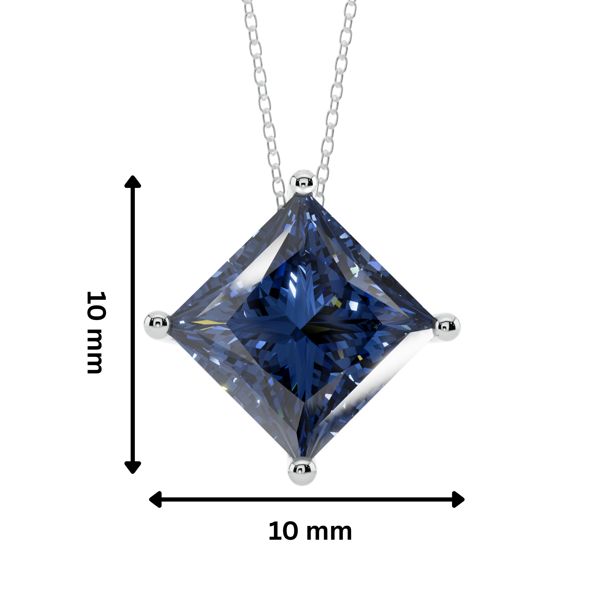 Blue Princess Solitaire 925 Silver Necklace | Velmé