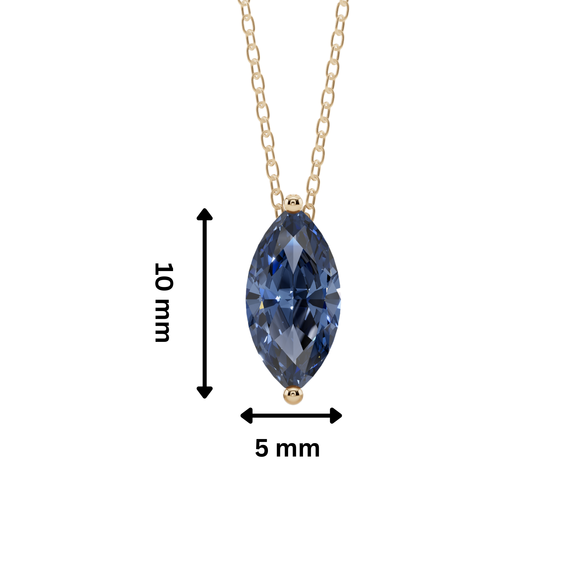 Blue Marquise Solitaire 925 Silver Necklace | Velmé