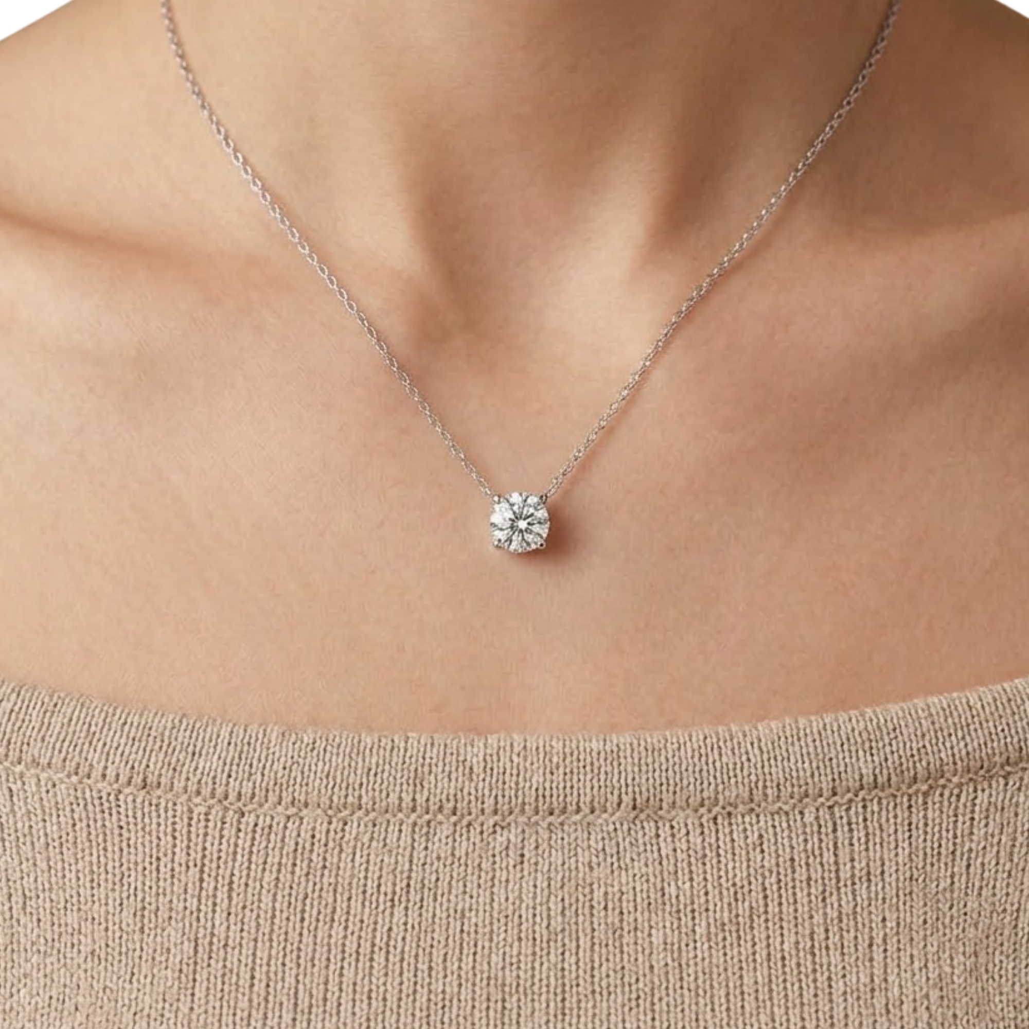 Essential Round Solitaire 925 Silver Necklace | Velmé