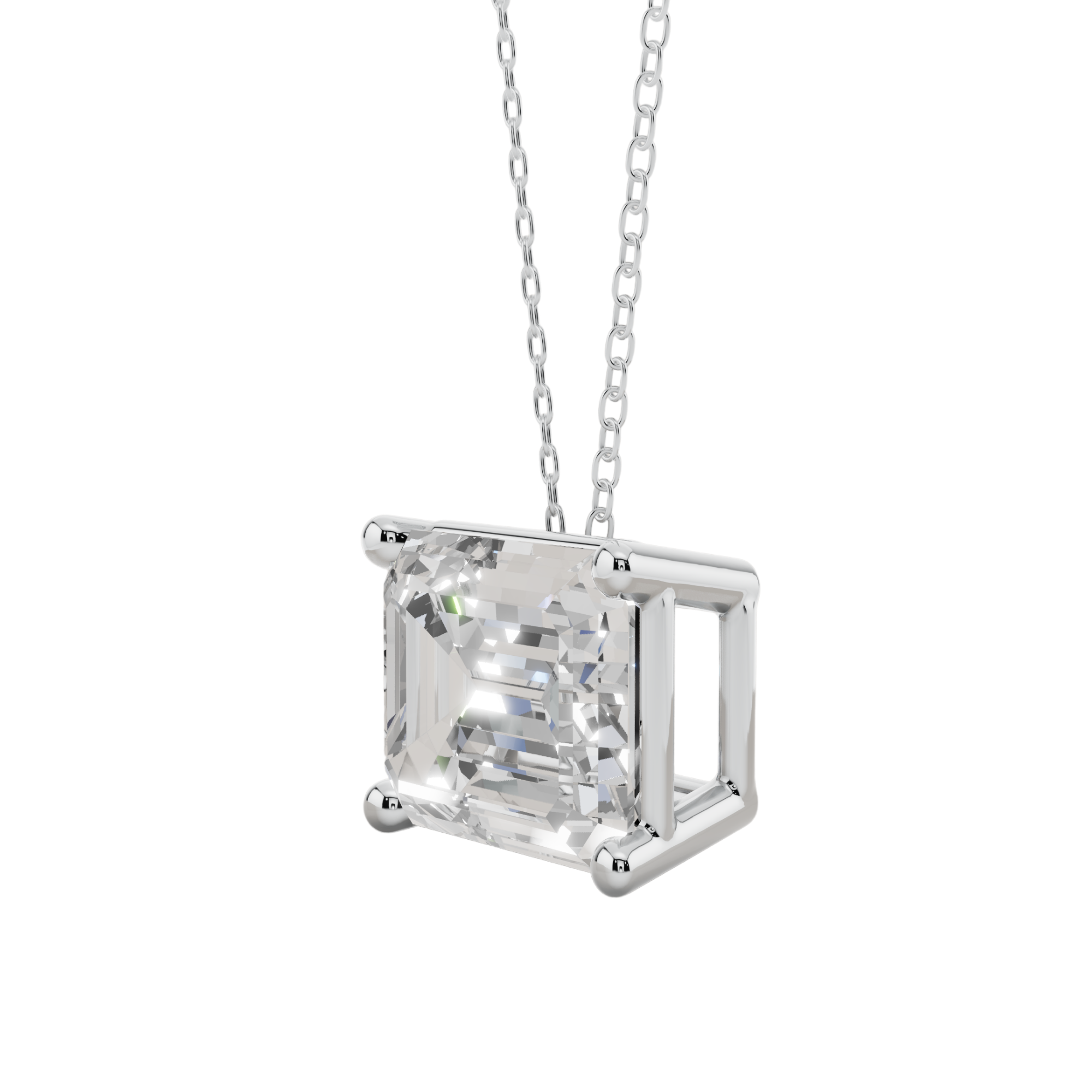 Luxe Emerald-Cut Solitaire 925 Silver Necklace | Velmé