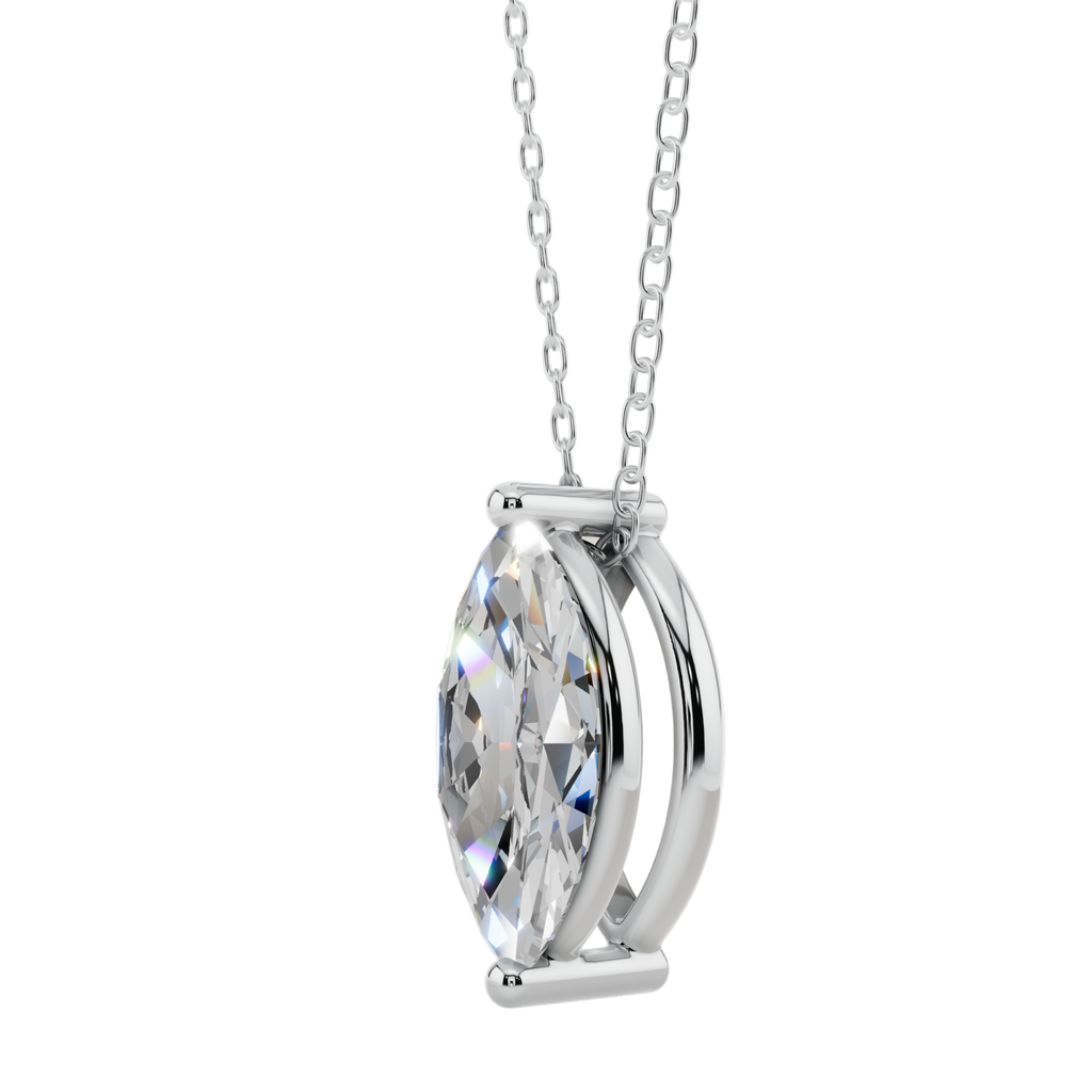 Graceful Marquise Solitaire 925 Silver Necklace | Velmé