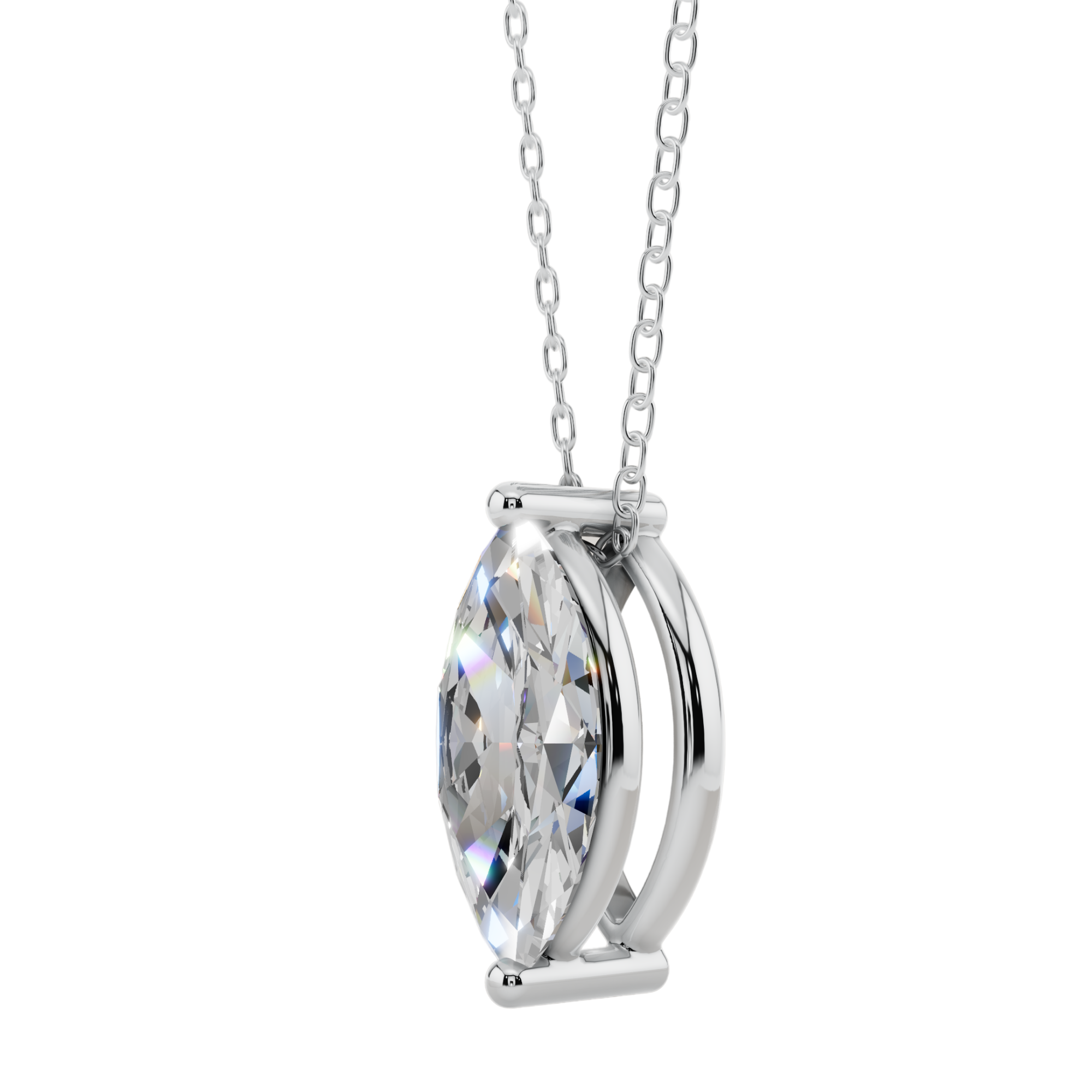 Graceful Marquise Solitaire 925 Silver Necklace | Velmé