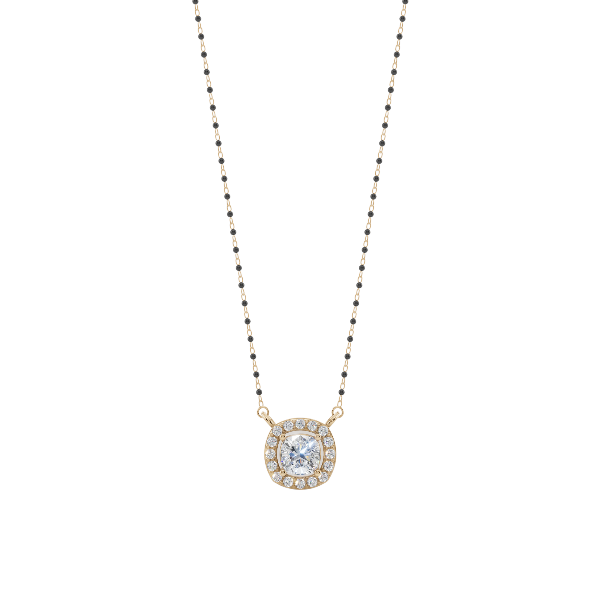 Aurora Halo Cushion 925 Silver Mangalsutra | Velmé