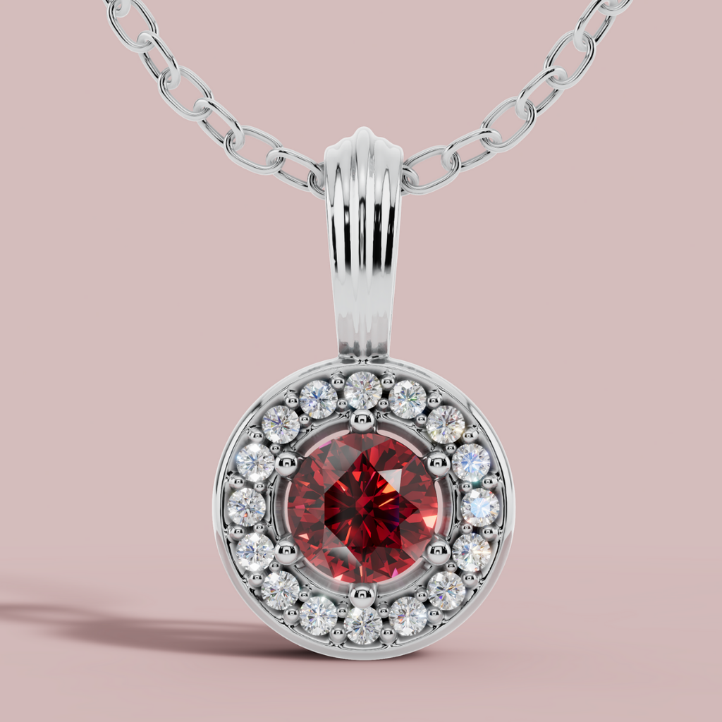 Sanaaz Red Round 925 Pure Silver Necklace My Store
