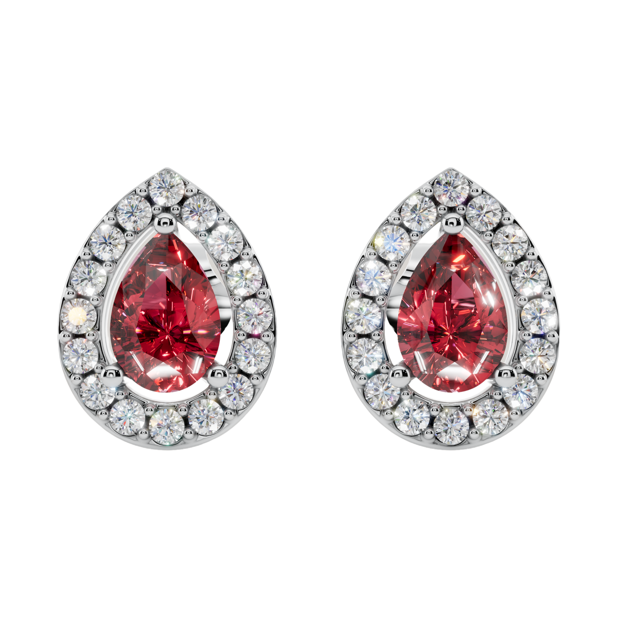 Classic Halo Solitaire Pear Earrings | Velmé