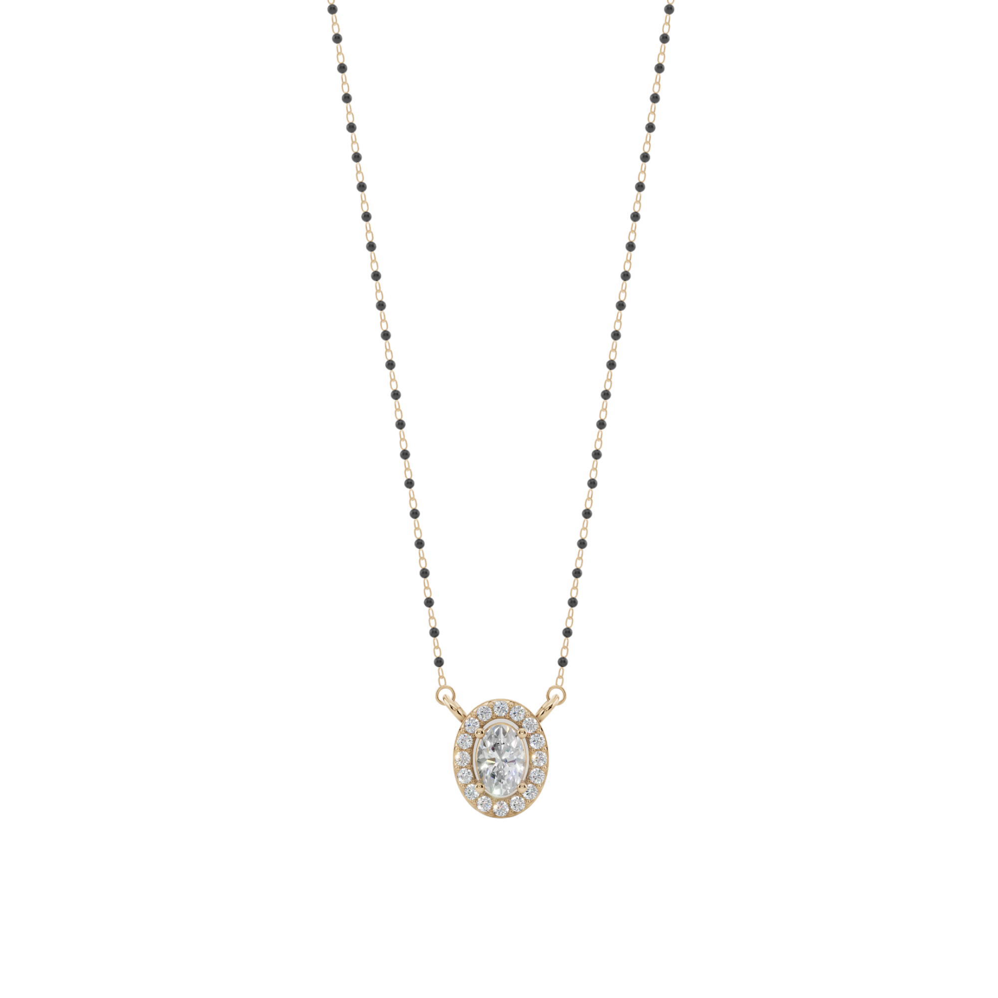 Elara Oval Halo 925 Mangalsutra | Velmé