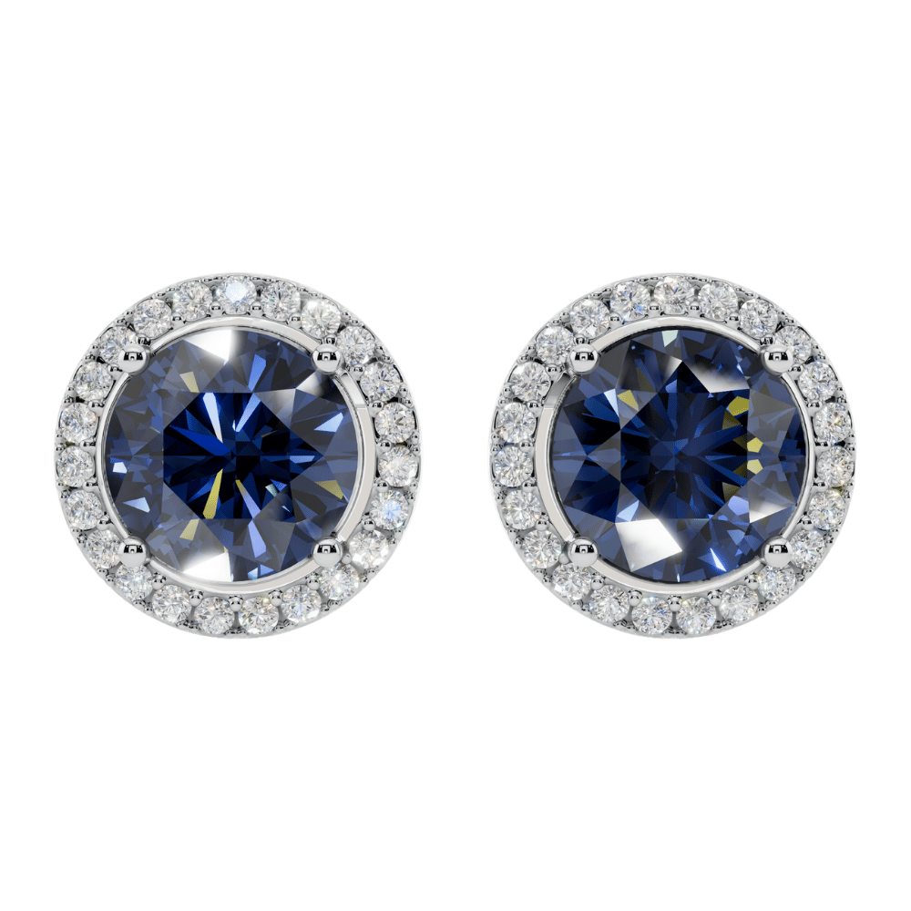 Queens Halo Solitaire Round Earrings | Velmé