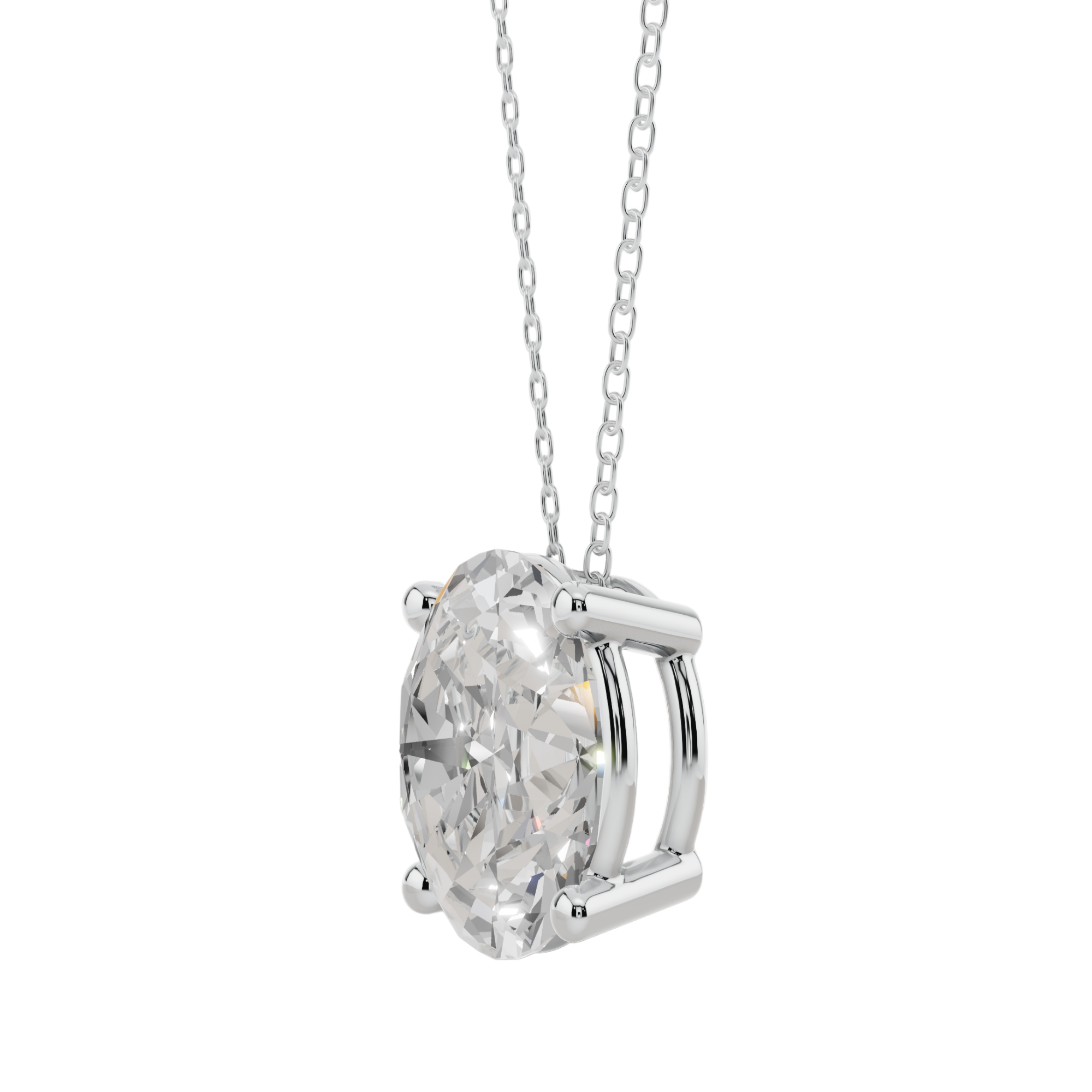 Radiant Oval Solitaire 925 Silver Necklace | Velmé