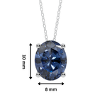 Blue Oval Solitaire 925 Silver Necklace | Velmé