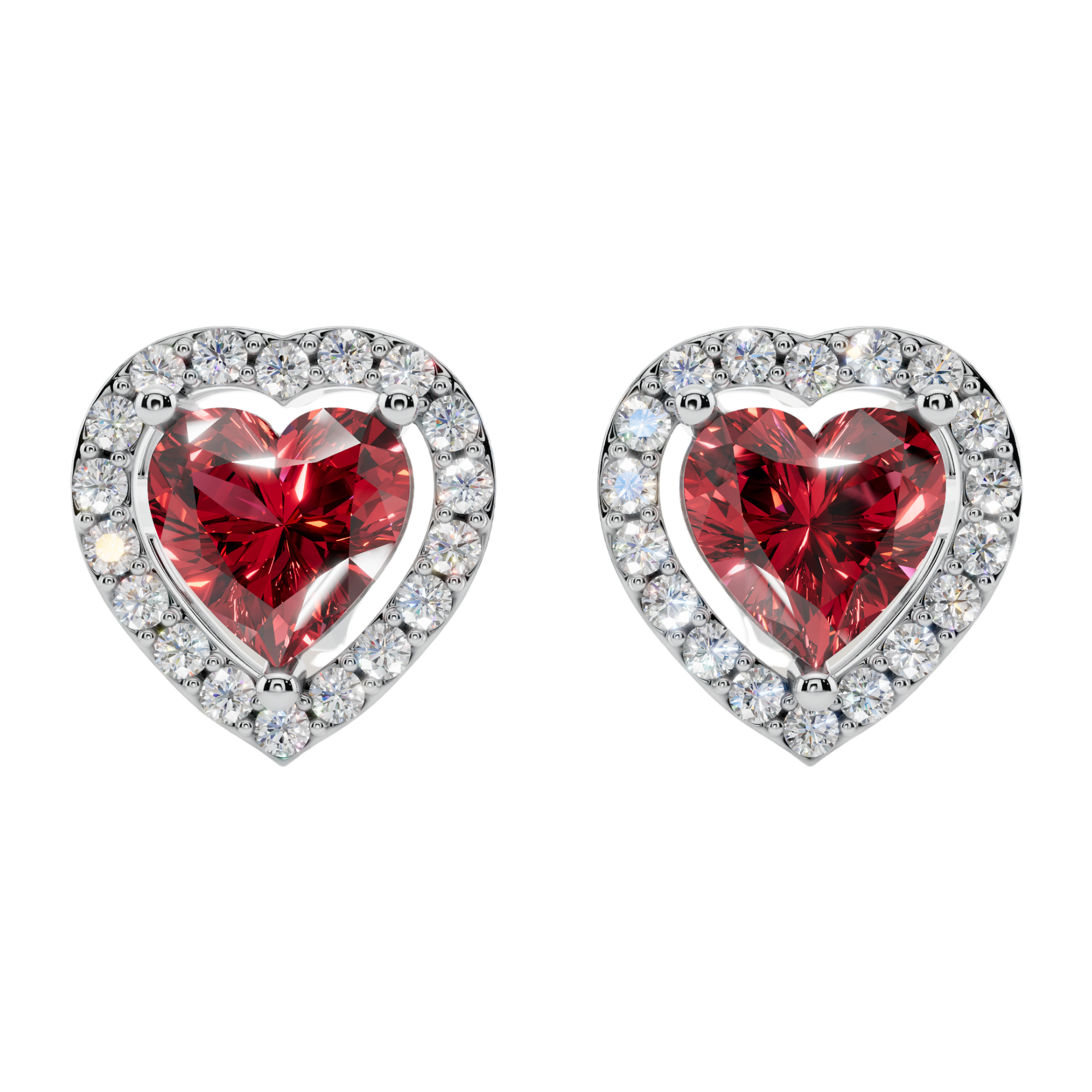 Classic Halo Solitaire Heart Earrings | Velmé