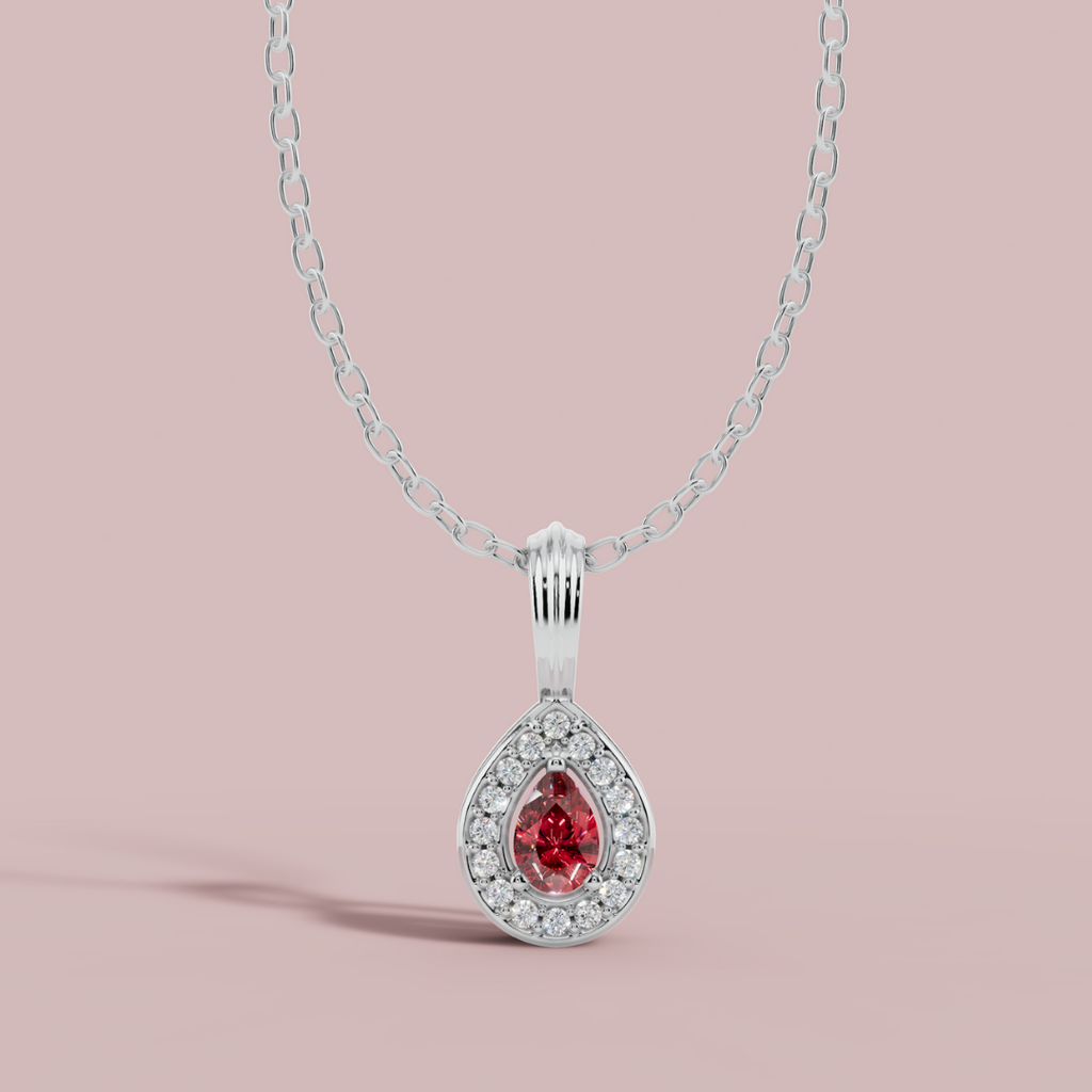 Delphi Red Pear 925 Pure Silver Necklace My Store