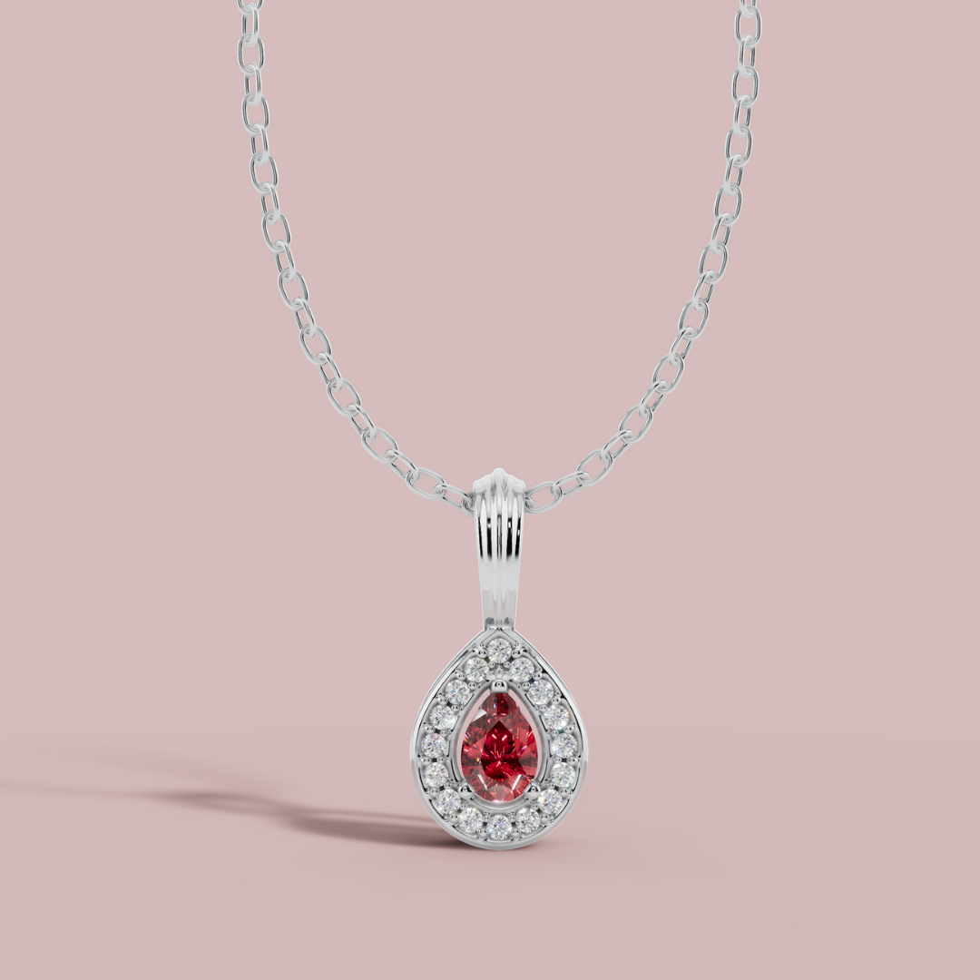 Delphi Red Pear 925 Pure Silver Necklace My Store