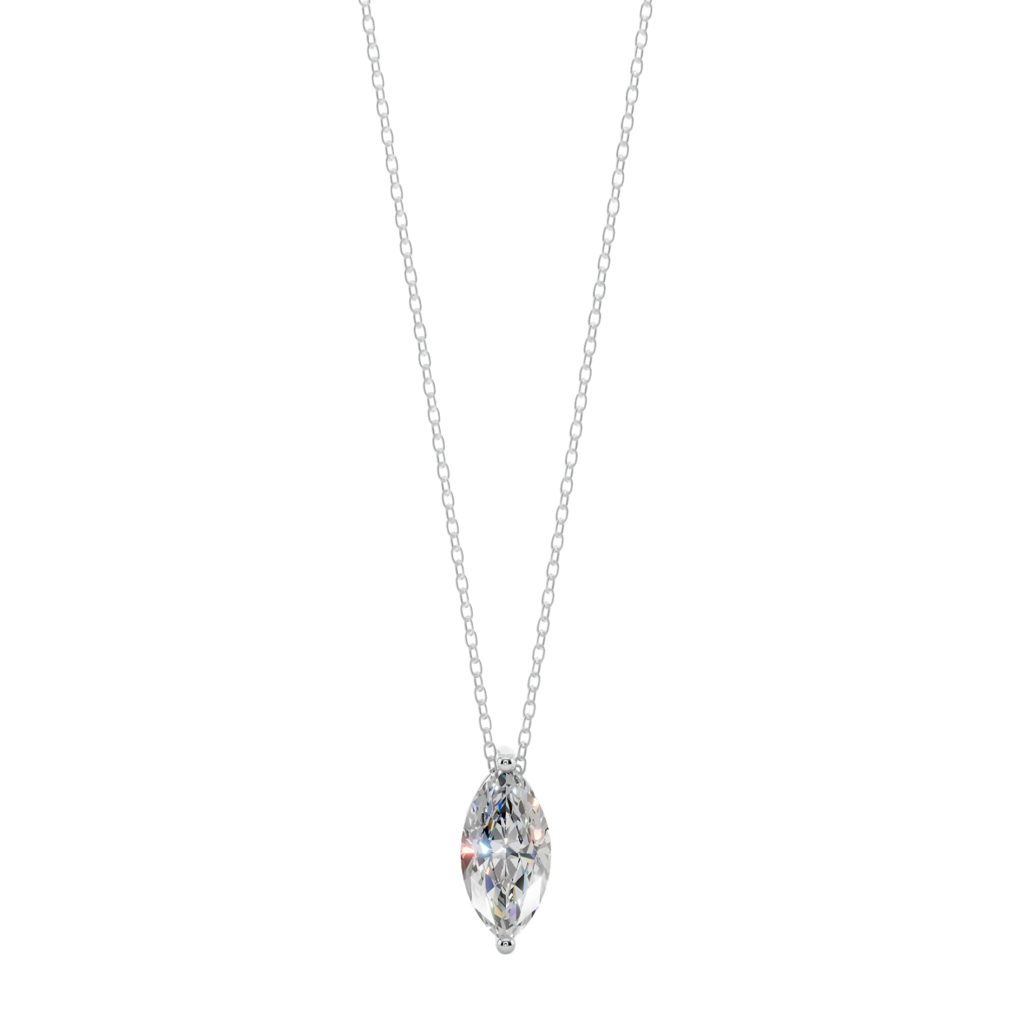 Graceful Marquise Solitaire 925 Silver Necklace | Velmé