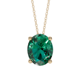 Green Oval Solitaire 925 Silver Necklace | Velmé