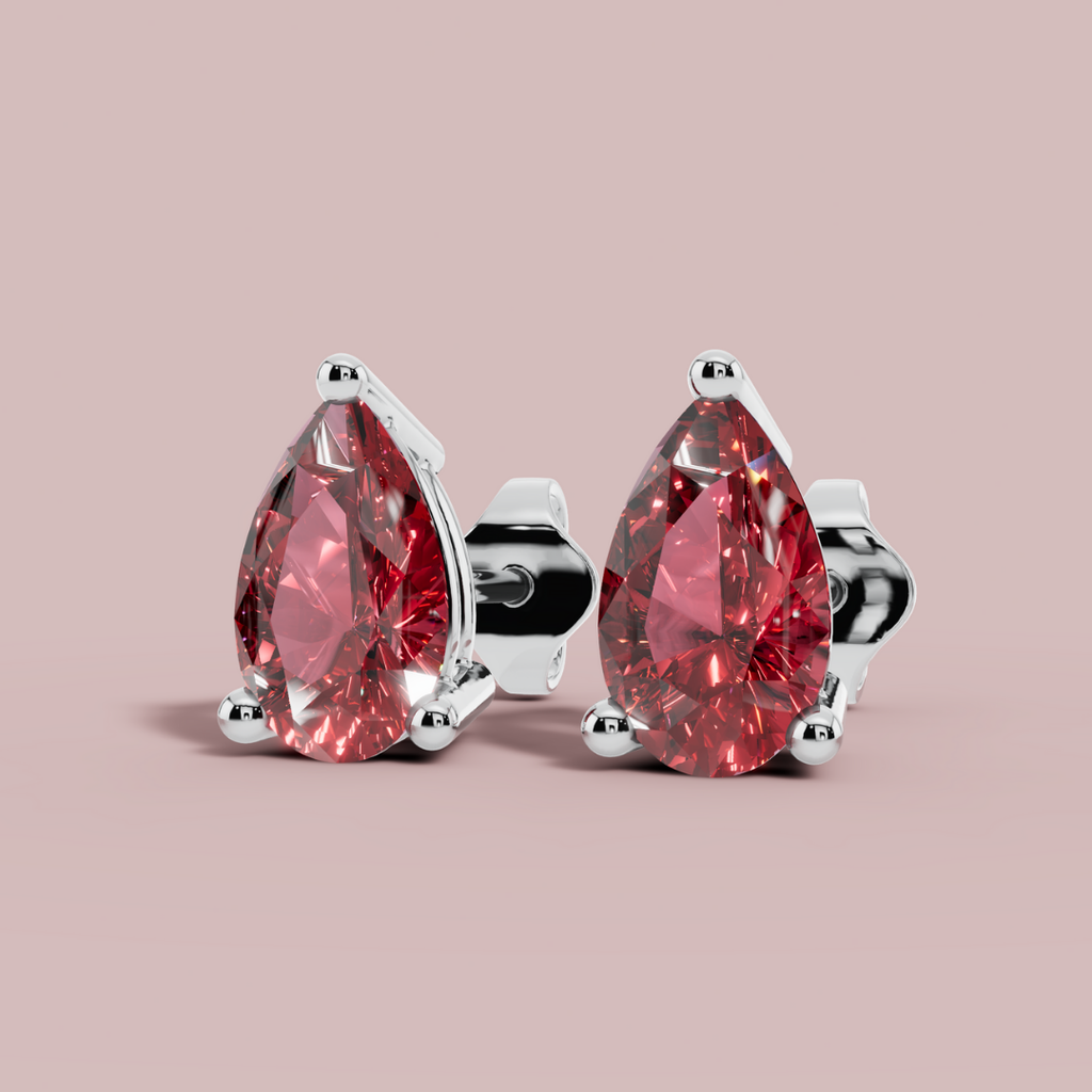 Rosso Red Pear 925 Pure Silver Stud Earrings My Store
