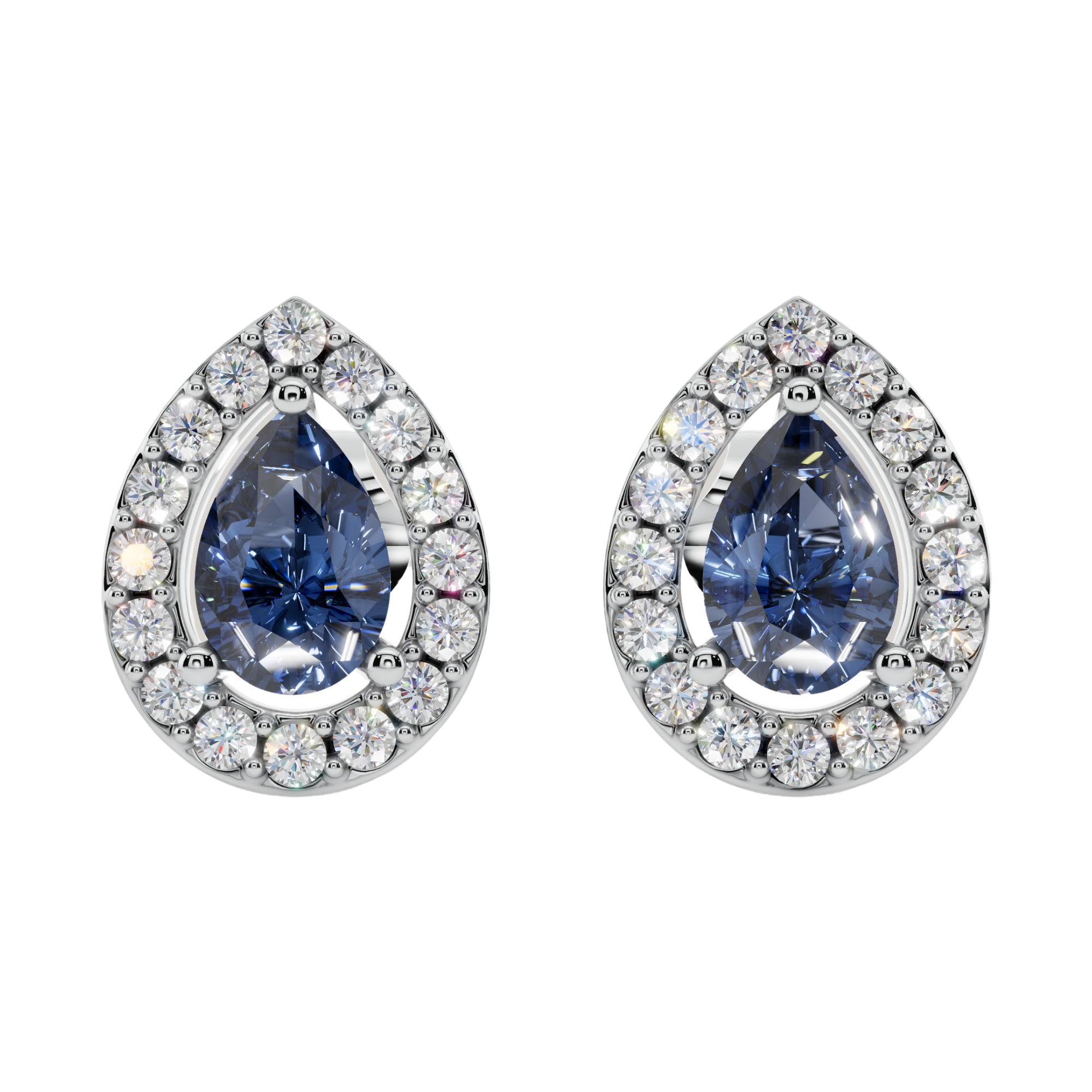 Classic Halo Solitaire Pear Earrings | Velmé
