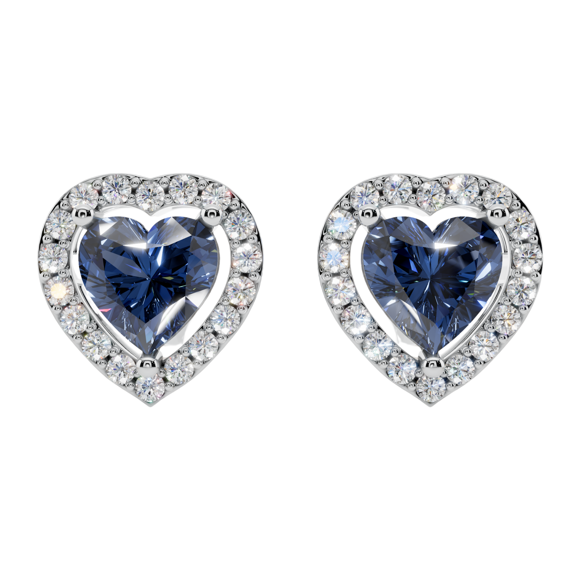 Classic Halo Solitaire Heart Earrings | Velmé
