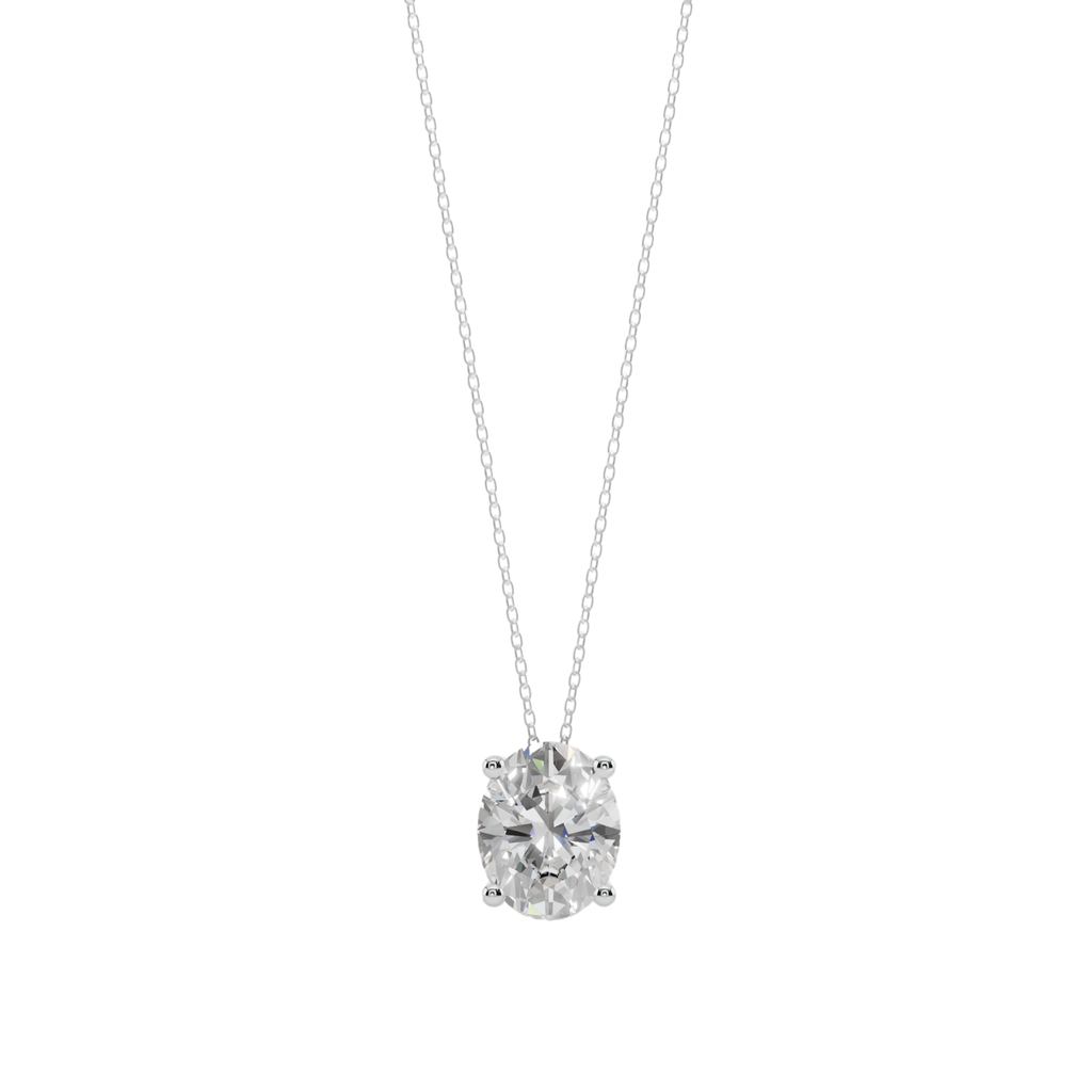 Radiant Oval Solitaire 925 Silver Necklace | Velmé