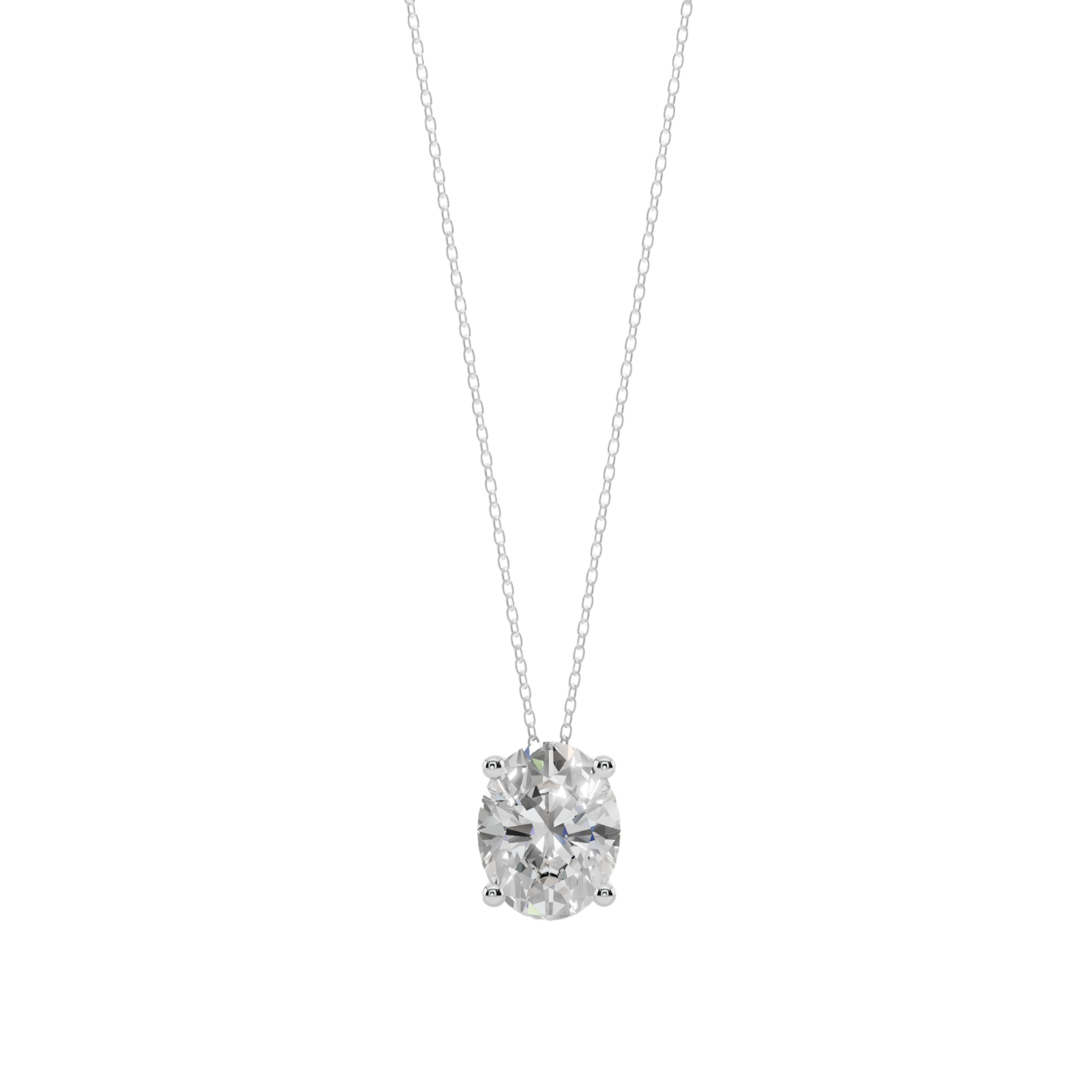 Radiant Oval Solitaire 925 Silver Necklace | Velmé