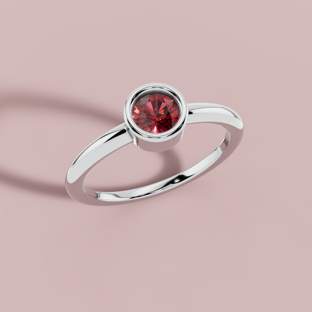 Tressa Red Round 925 Pure Silver Ring My Store