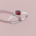 Tressa Red Round 925 Pure Silver Ring My Store