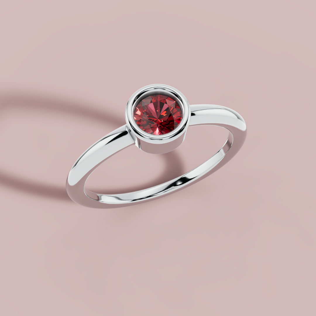 Tressa Red Round 925 Pure Silver Ring My Store