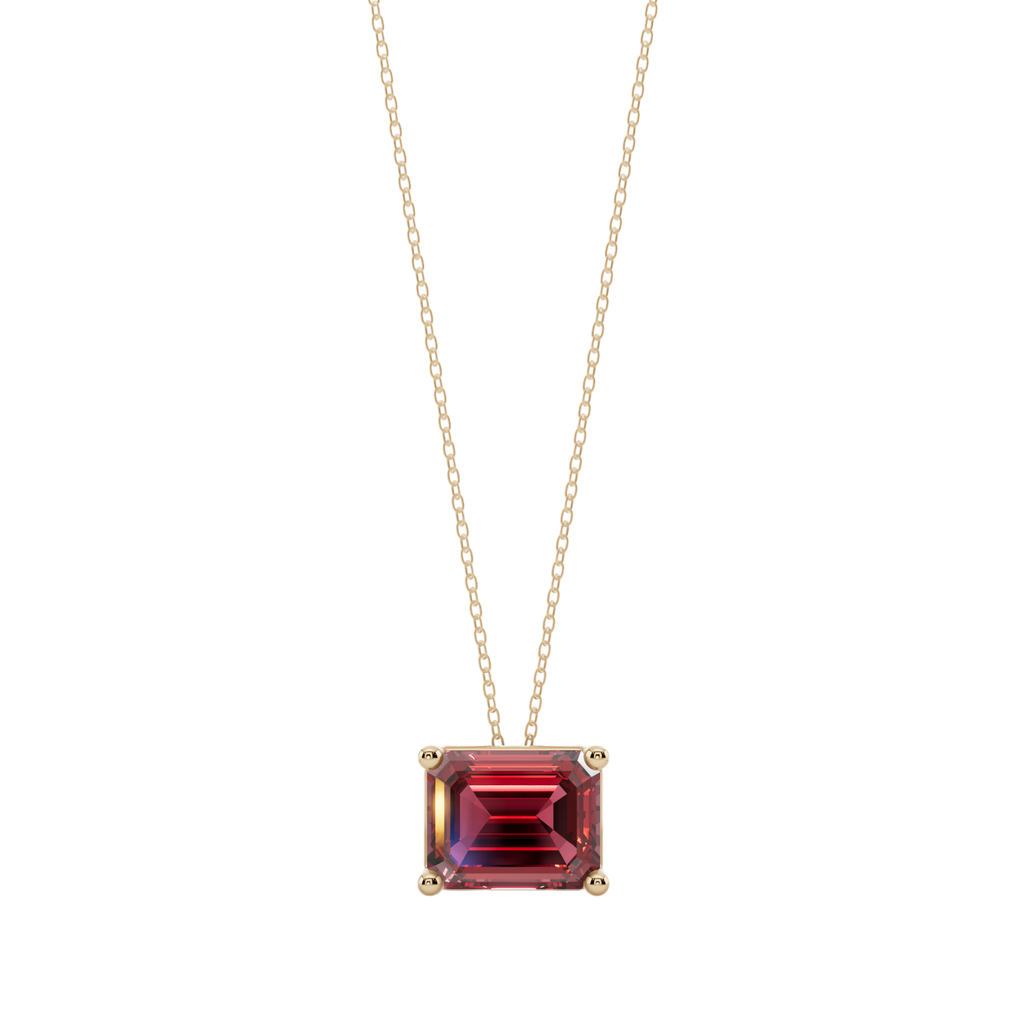 Red Emerald Solitaire 925 Silver Necklace | Velmé