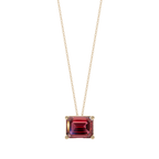 Red Emerald Solitaire 925 Silver Necklace | Velmé