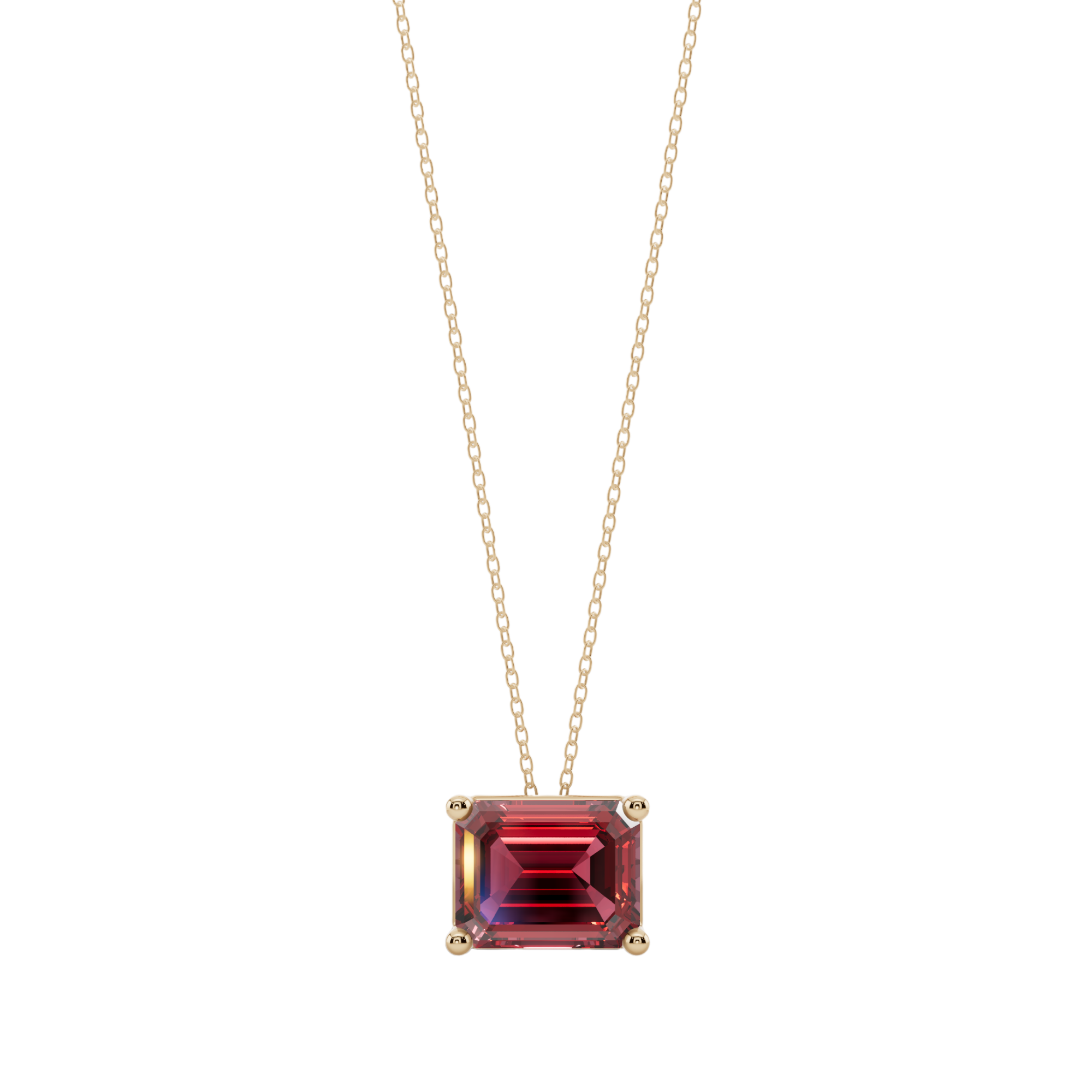 Red Emerald Solitaire 925 Silver Necklace | Velmé