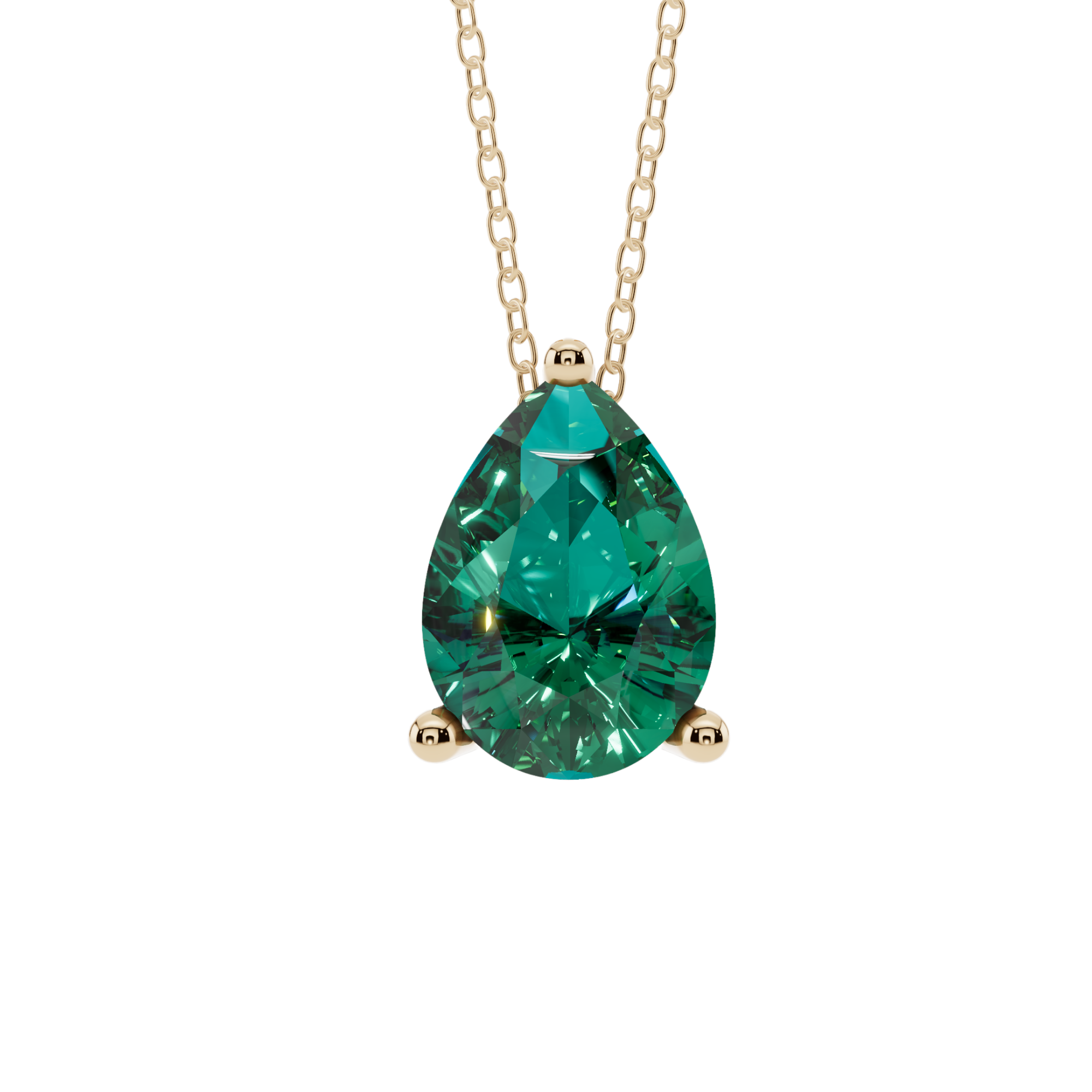 Green Pear Solitaire 925 Silver Necklace | Velmé
