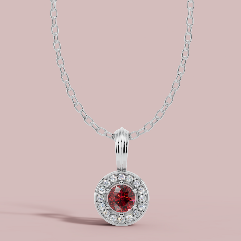 Sanaaz Red Round 925 Pure Silver Necklace My Store