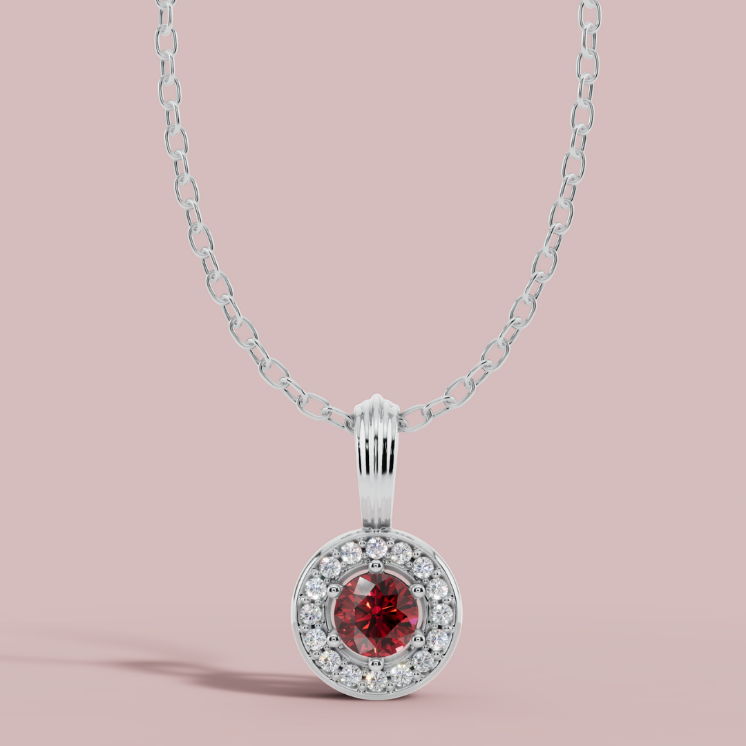 Sanaaz Red Round 925 Pure Silver Necklace My Store