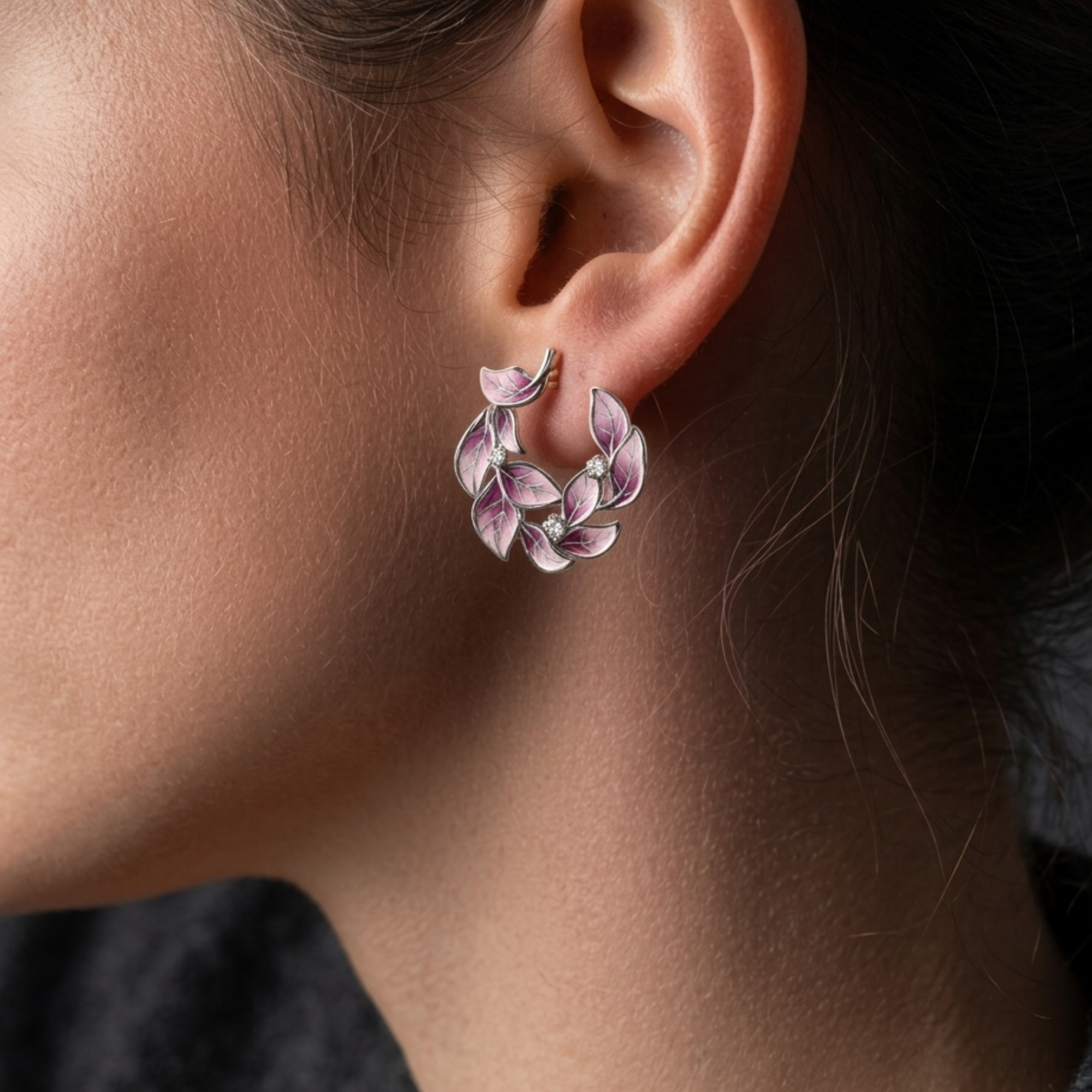 Twin Leaf Crescent 925 Silver Studs | Velmé