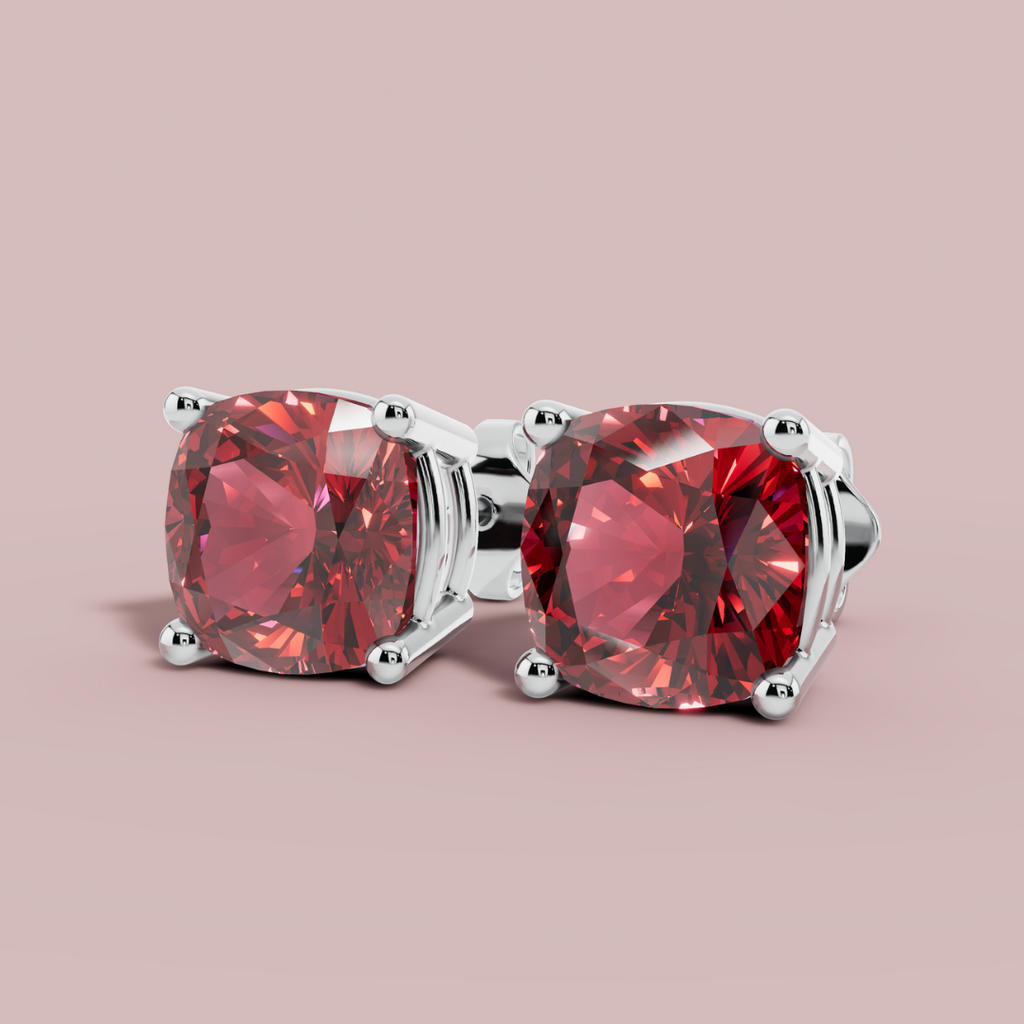 Amethian red Cushion925 Pure Silver  Stud Earrings My Store