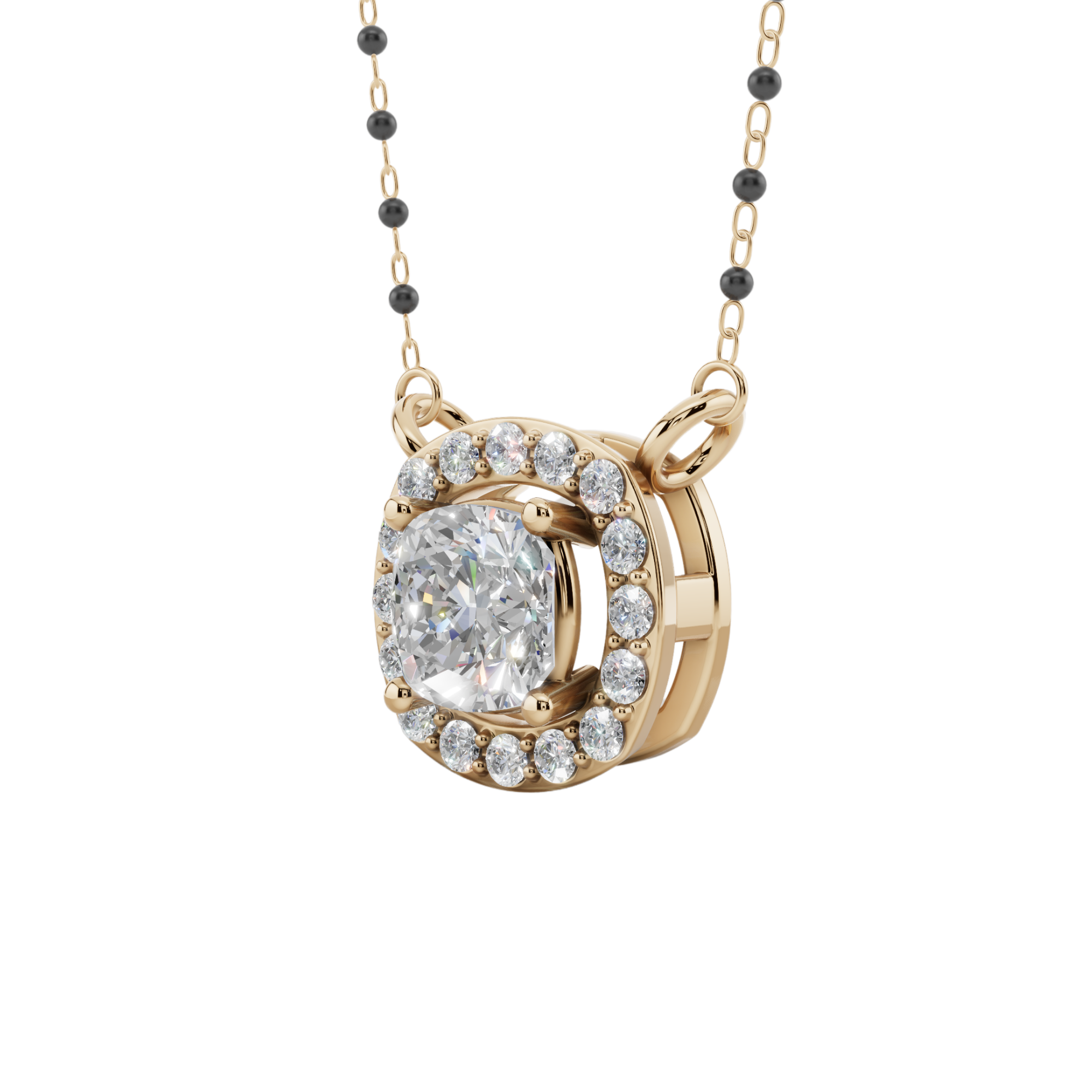 Aurora Halo Cushion 925 Silver Mangalsutra | Velmé