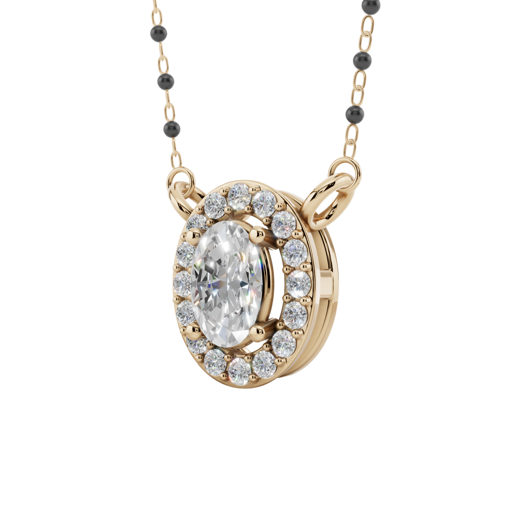 Elara Oval Halo 925 Mangalsutra | Velmé