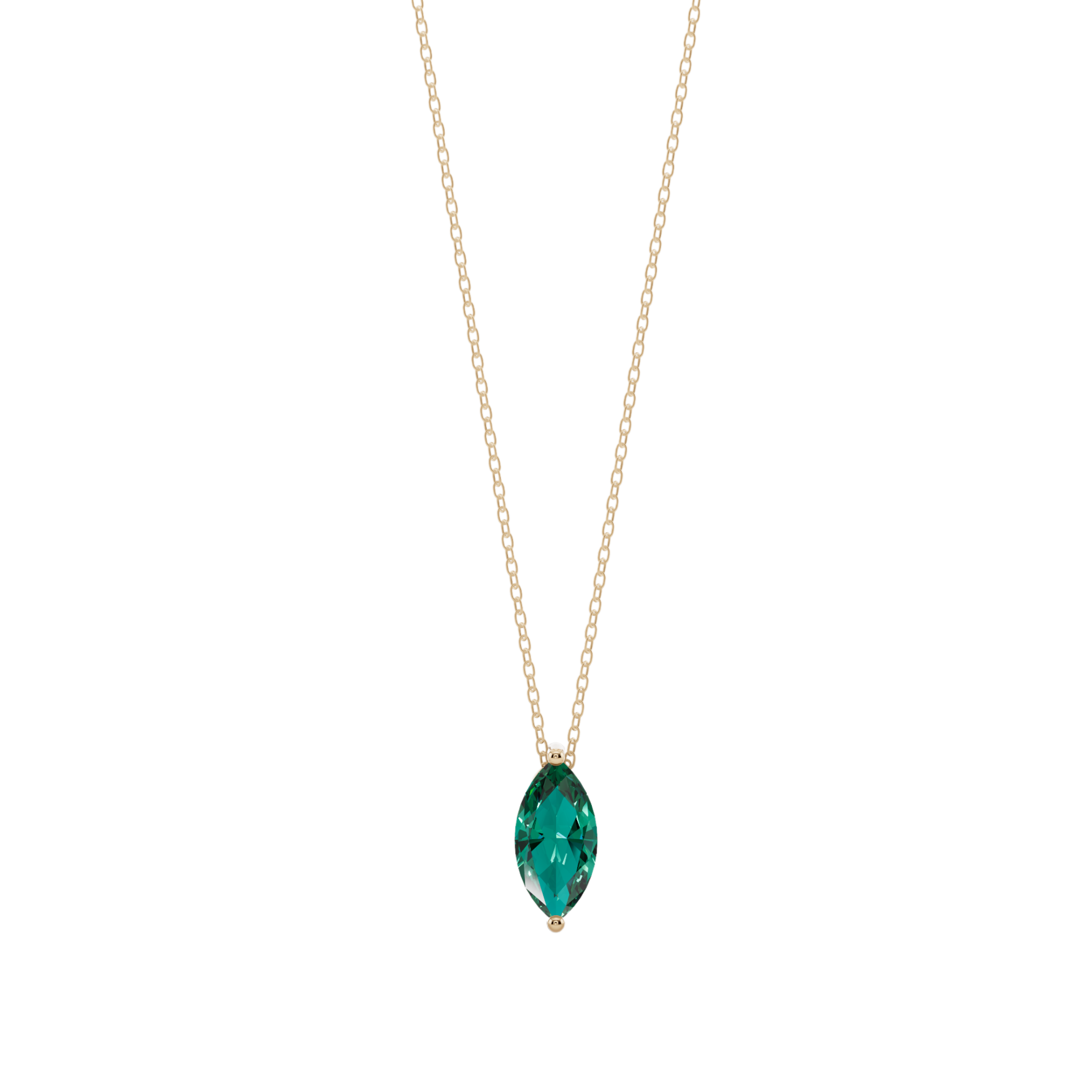 Green Marquise Solitaire 925 Silver Necklace | Velmé