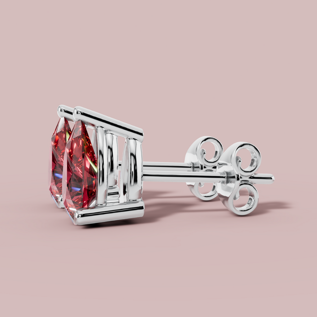 Rosso Red Pear 925 Pure Silver Stud Earrings My Store