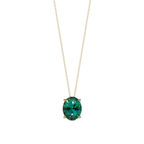 Green Oval Solitaire 925 Silver Necklace | Velmé
