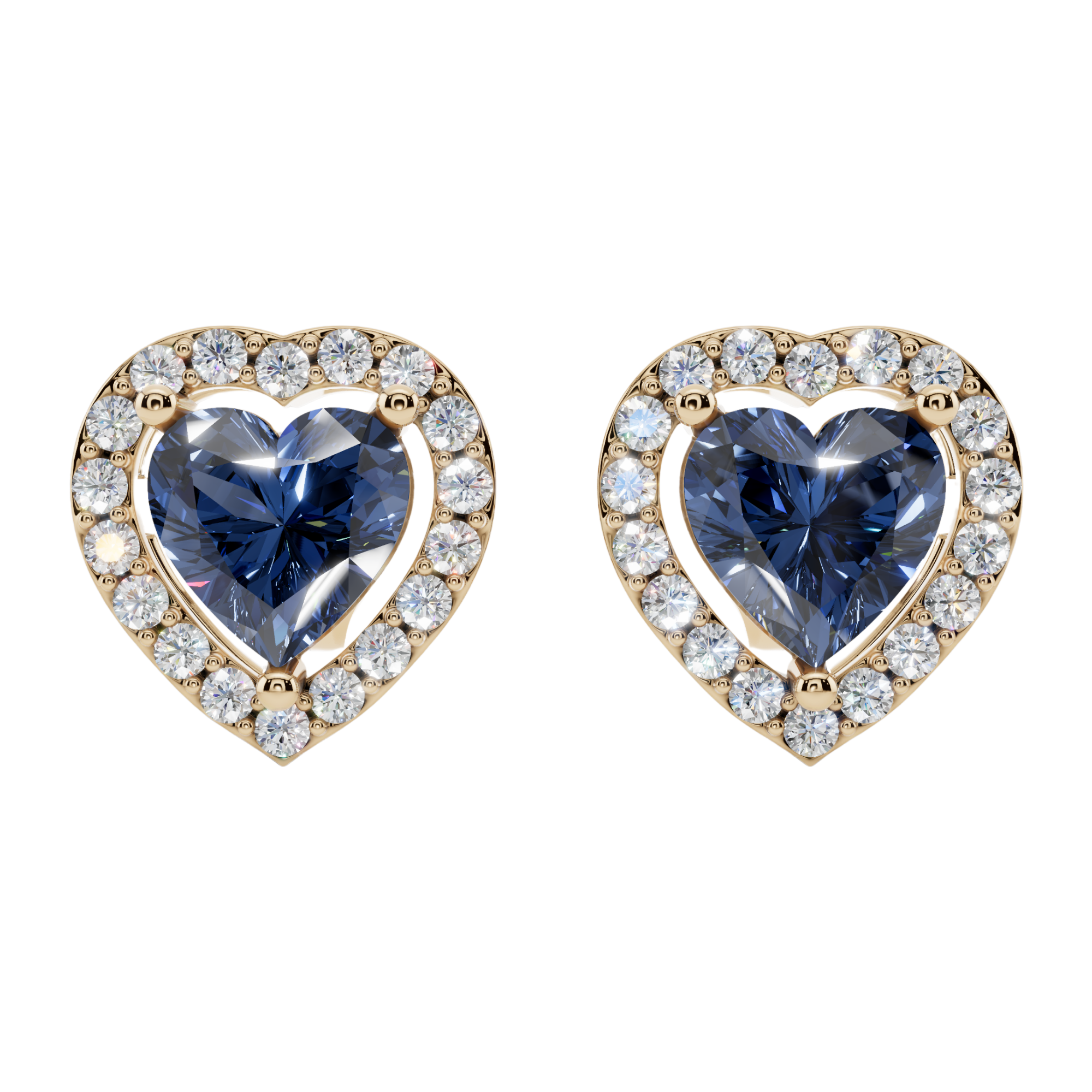 Classic Halo Solitaire Heart Earrings | Velmé