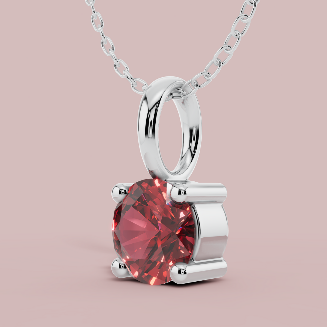 Red Signature Round Solitaire 925 Pure Silver Necklace My Store