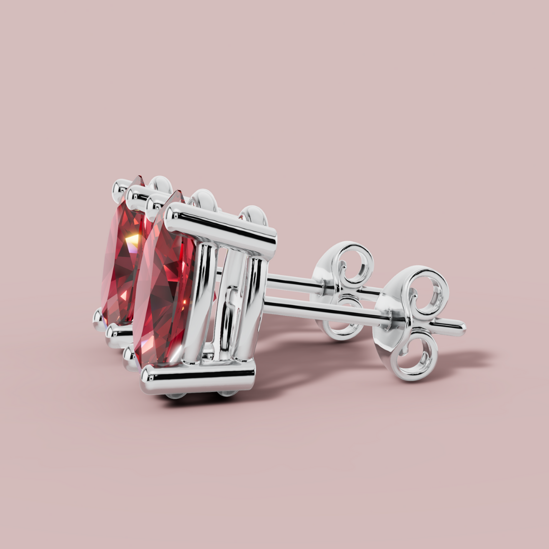 Elante Red Oval 925 Pure Silver Stud Earrings My Store