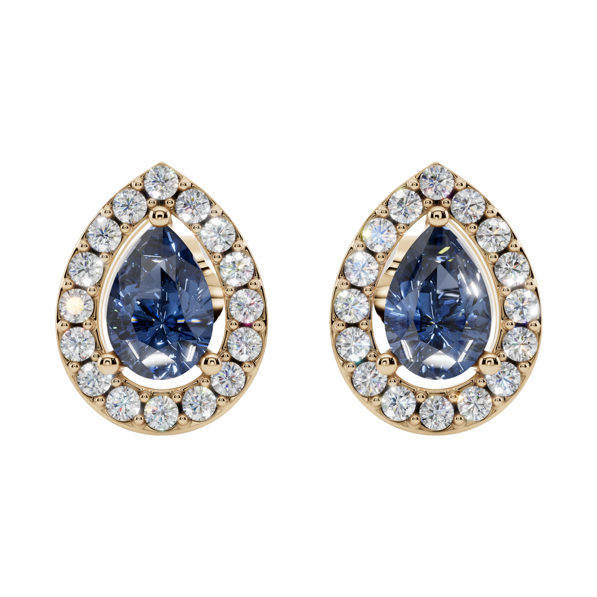 Classic Halo Solitaire Pear Earrings | Velmé
