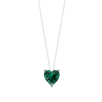 Green Heart Solitaire 925 Silver Necklace | Velmé