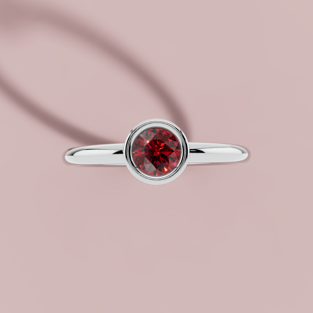 Tressa Red Round 925 Pure Silver Ring My Store