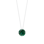 Green Round Solitaire 925 Silver Necklace | Velmé